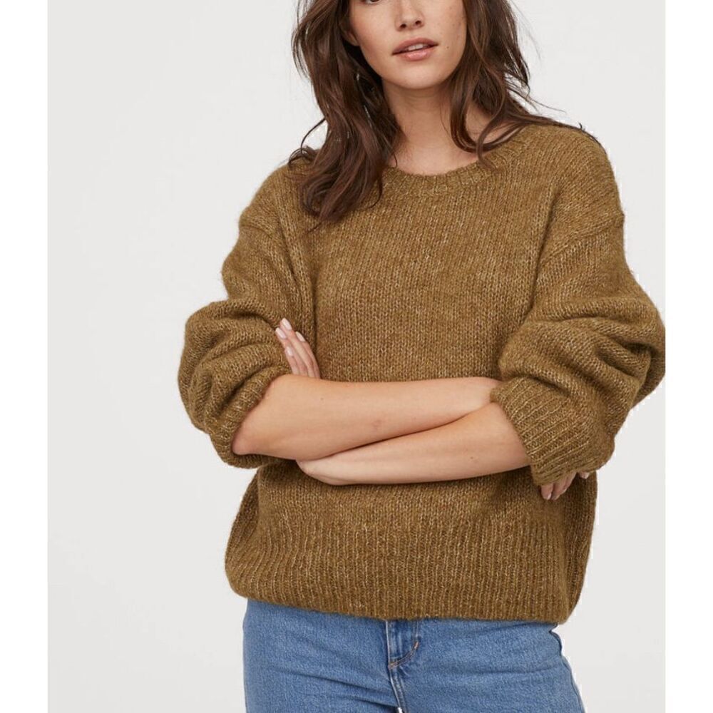 H&M Womens Pullover Wool Alpaca Blend Long Sleeve Sweater Brown Size Medium